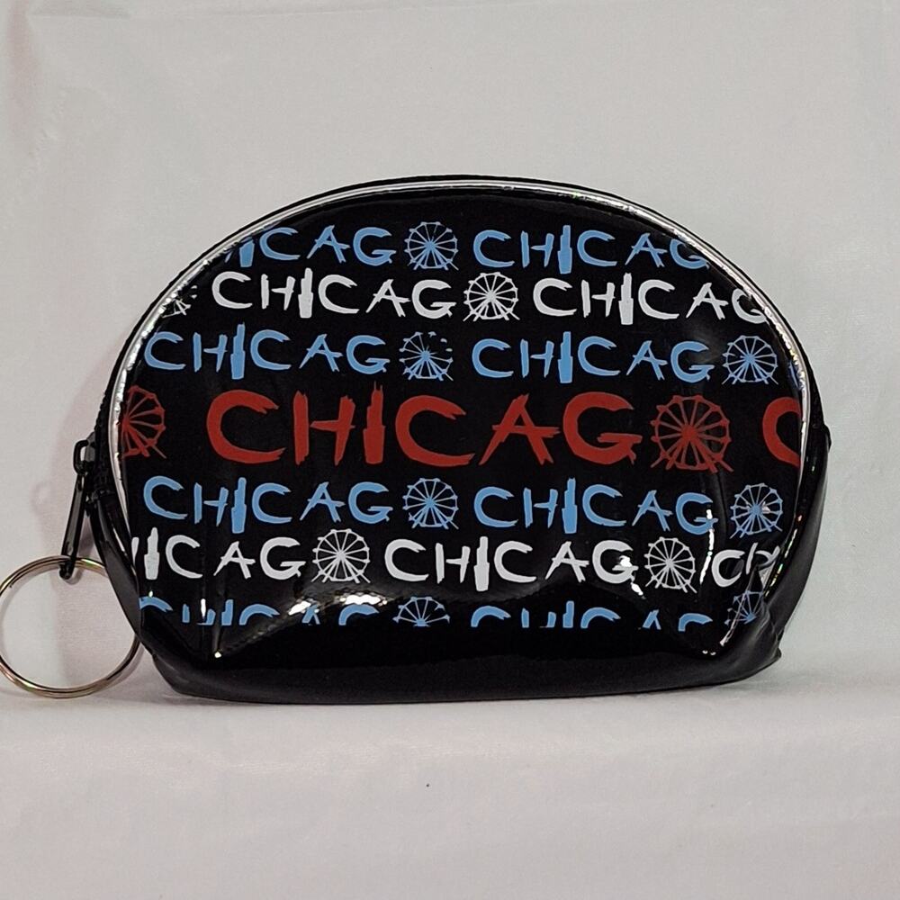 Mini Cosmetic Bag/Coin Pouch "Chicago" Print Black